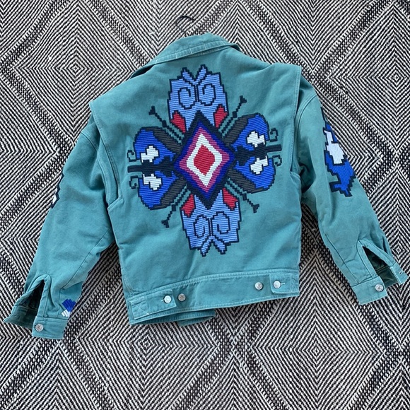 Isabel Marant Erial Oversized Convertible Embroidered Denim Jacket - 38 - Picture 2 of 13